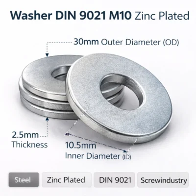 Washer DIN 9021 M10 Zinc Plated Industrial Fastener
