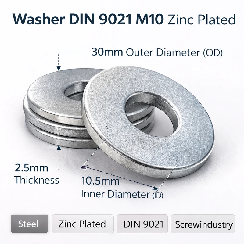 Washer DIN 9021 M10 Zinc Plated
