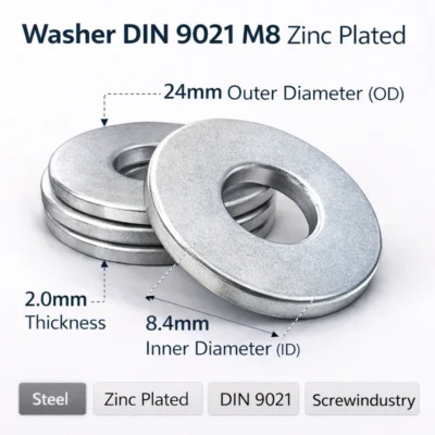 Washer DIN 9021 M8 Zinc Plated - DIN 9021 Industrial Fastener
