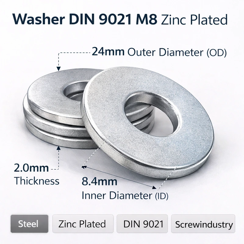 Washer DIN 9021 M8 Zinc Plated