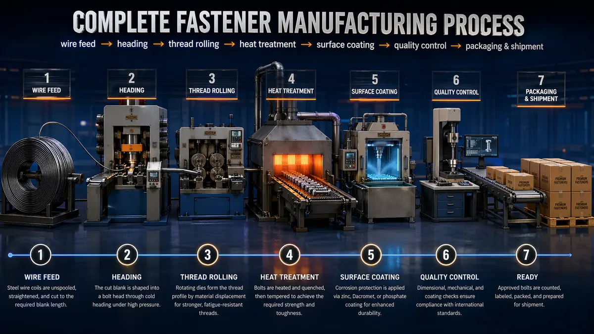 Complete Fastener Manufacturing Process &mdash; Wire Feed to Shipment